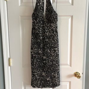 CACHE leopard print halter midi dress SZ 8